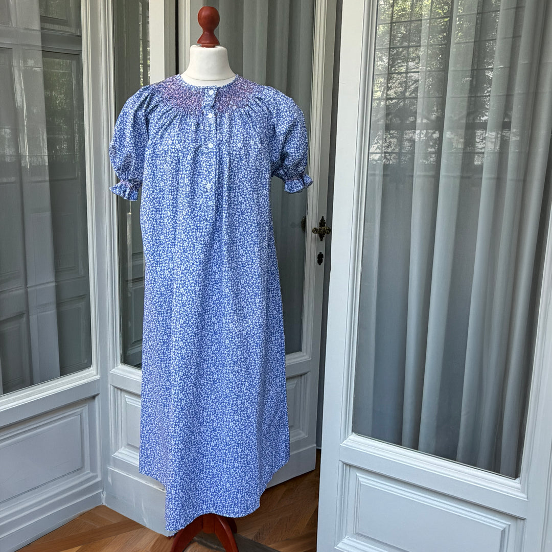 FLORAL NIGHTGOWN WITH SMOCK