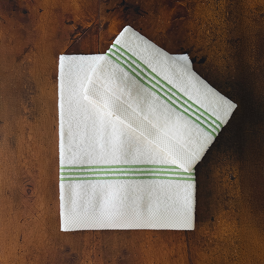 STRIPES TOWEL SET - WHITE/GREEN