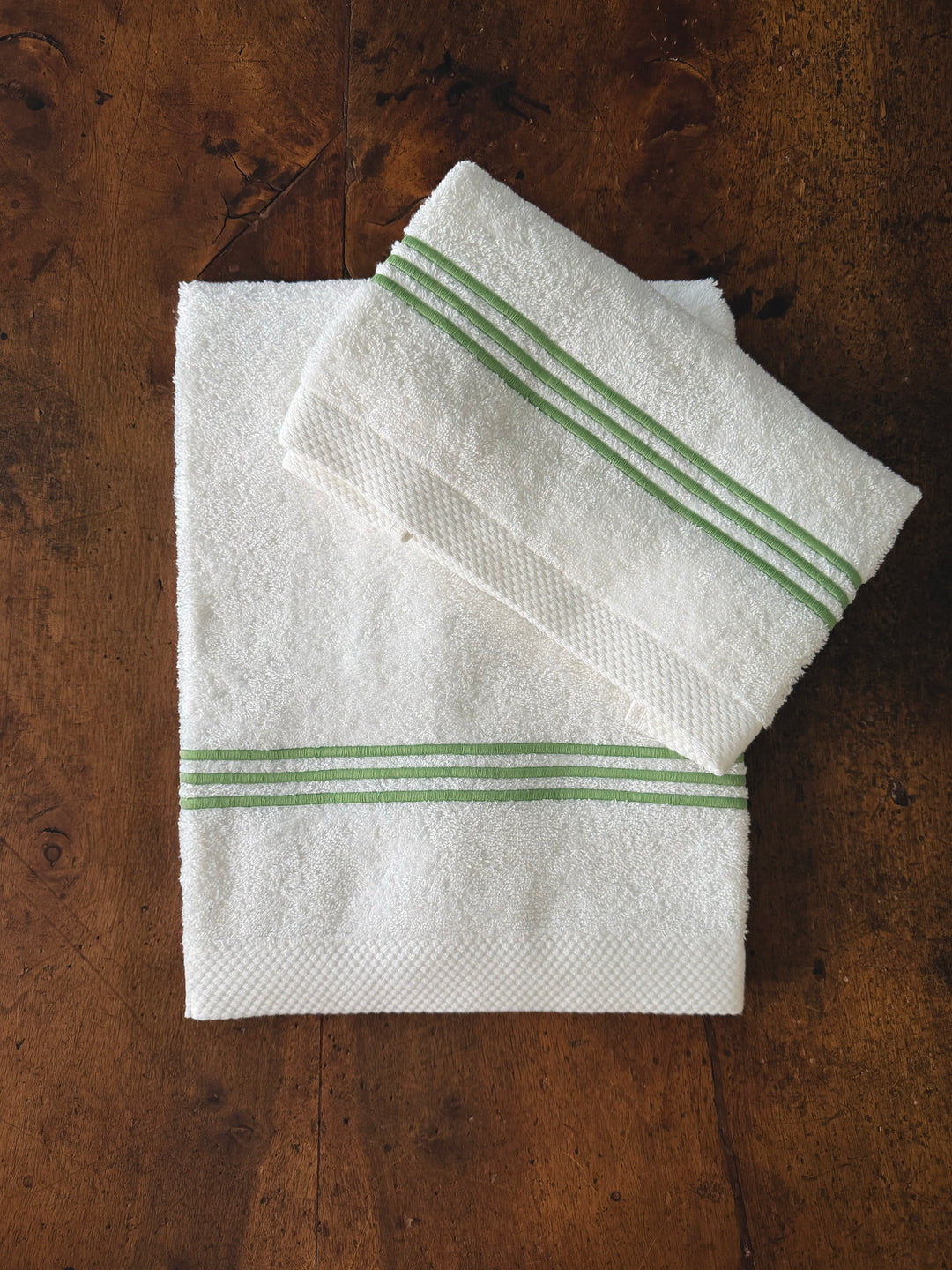 STRIPES TOWEL SET - WHITE/GREEN