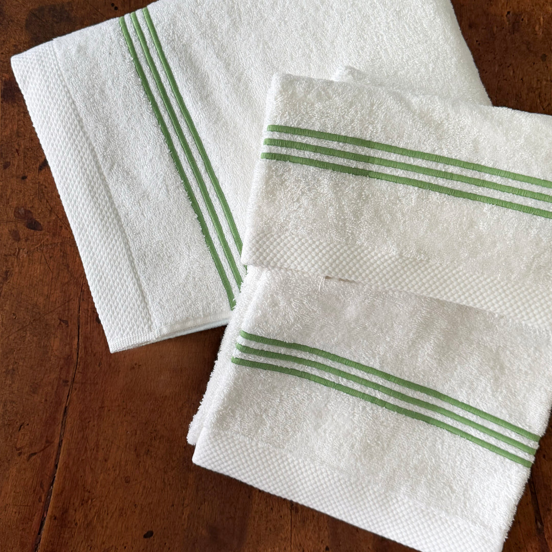 STRIPES TOWEL SET - WHITE/GREEN