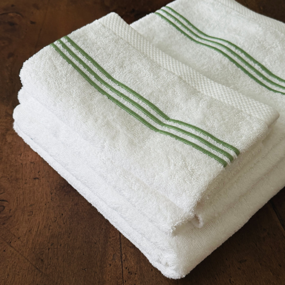STRIPES TOWEL SET - WHITE/GREEN
