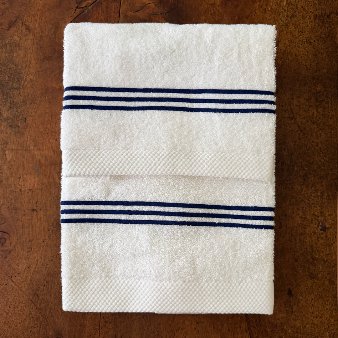 STRIPES TOWEL SET - WHITE/NAVY