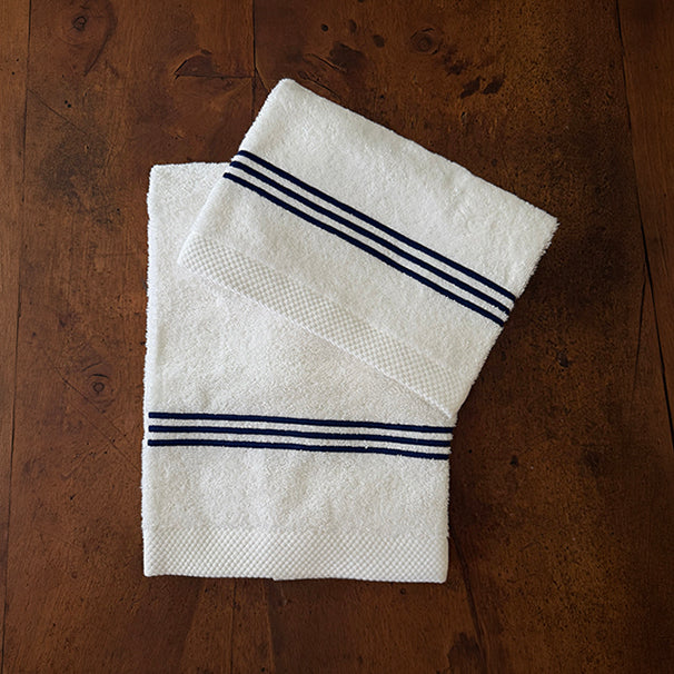 STRIPES TOWEL SET - WHITE/NAVY