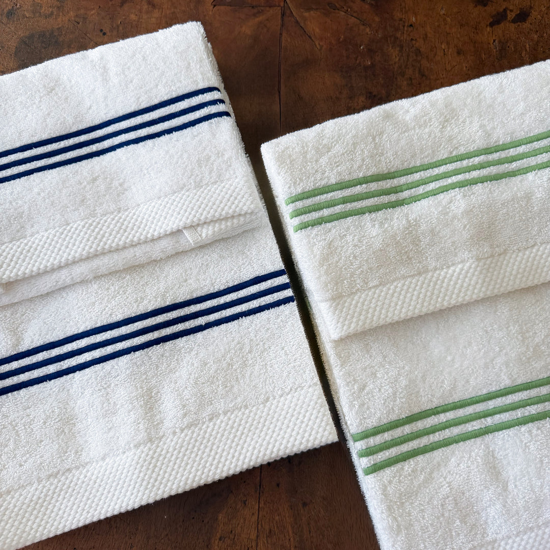 STRIPES TOWEL SET - WHITE/GREEN