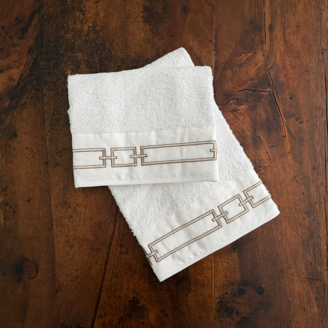 CHAINS TOWEL SET - WHITE/LIGHT GOLD