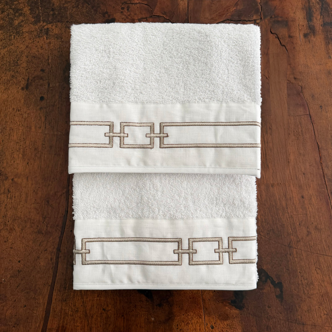 CHAINS TOWEL SET - WHITE/LIGHT GOLD