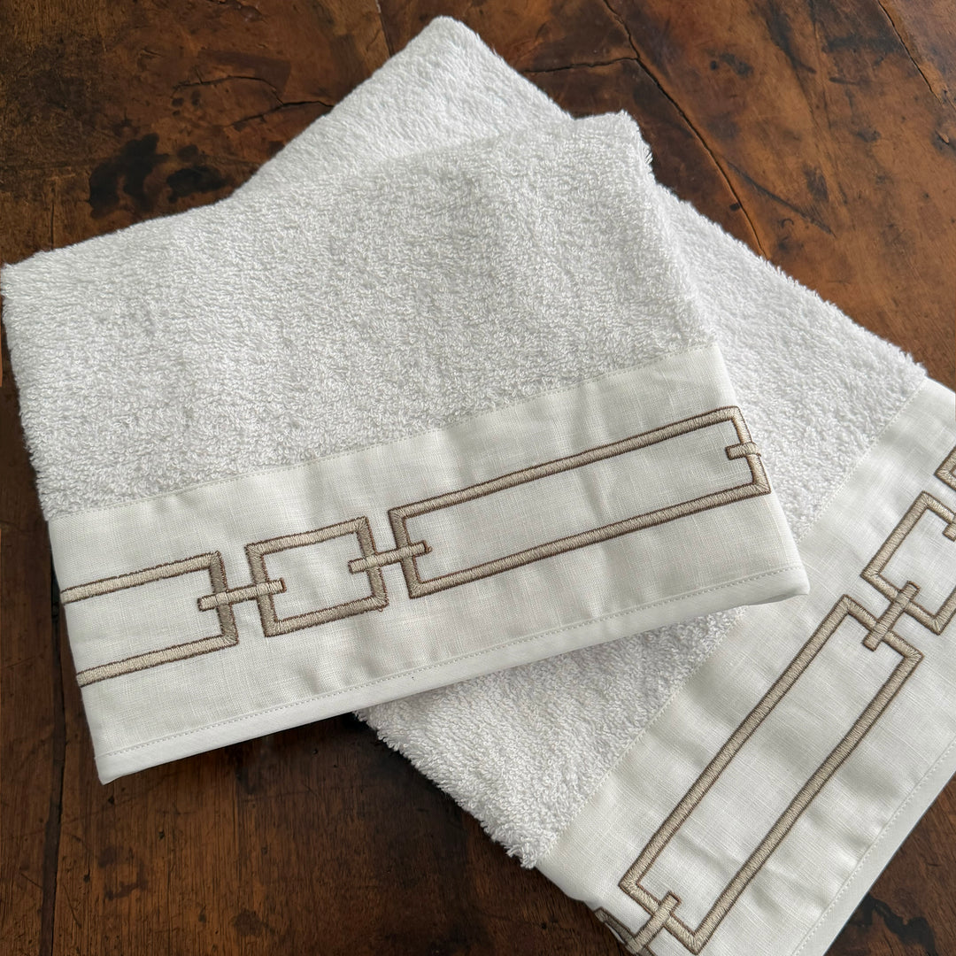 CHAINS TOWEL SET - WHITE/LIGHT GOLD