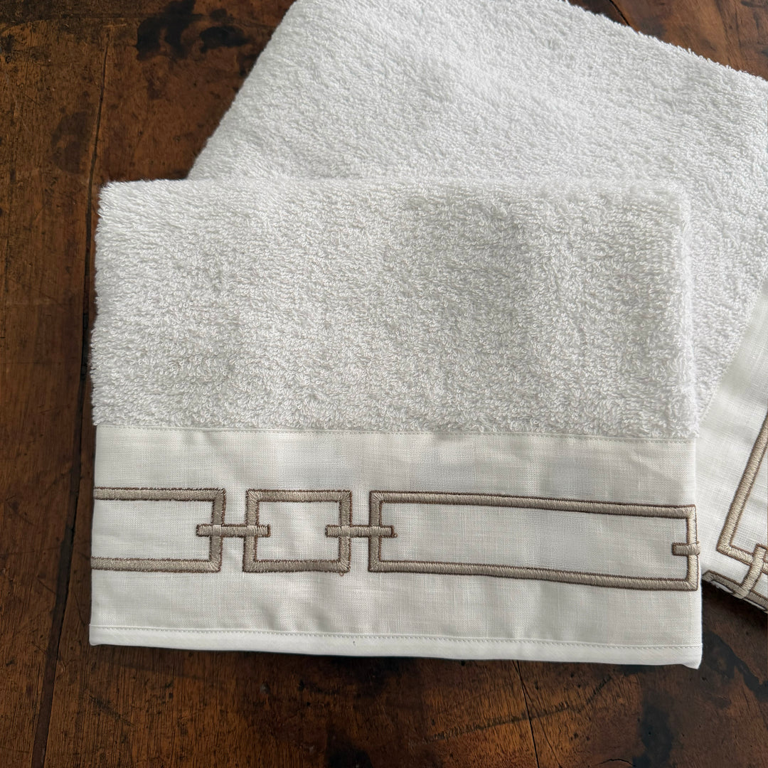 CHAINS TOWEL SET - WHITE/LIGHT GOLD