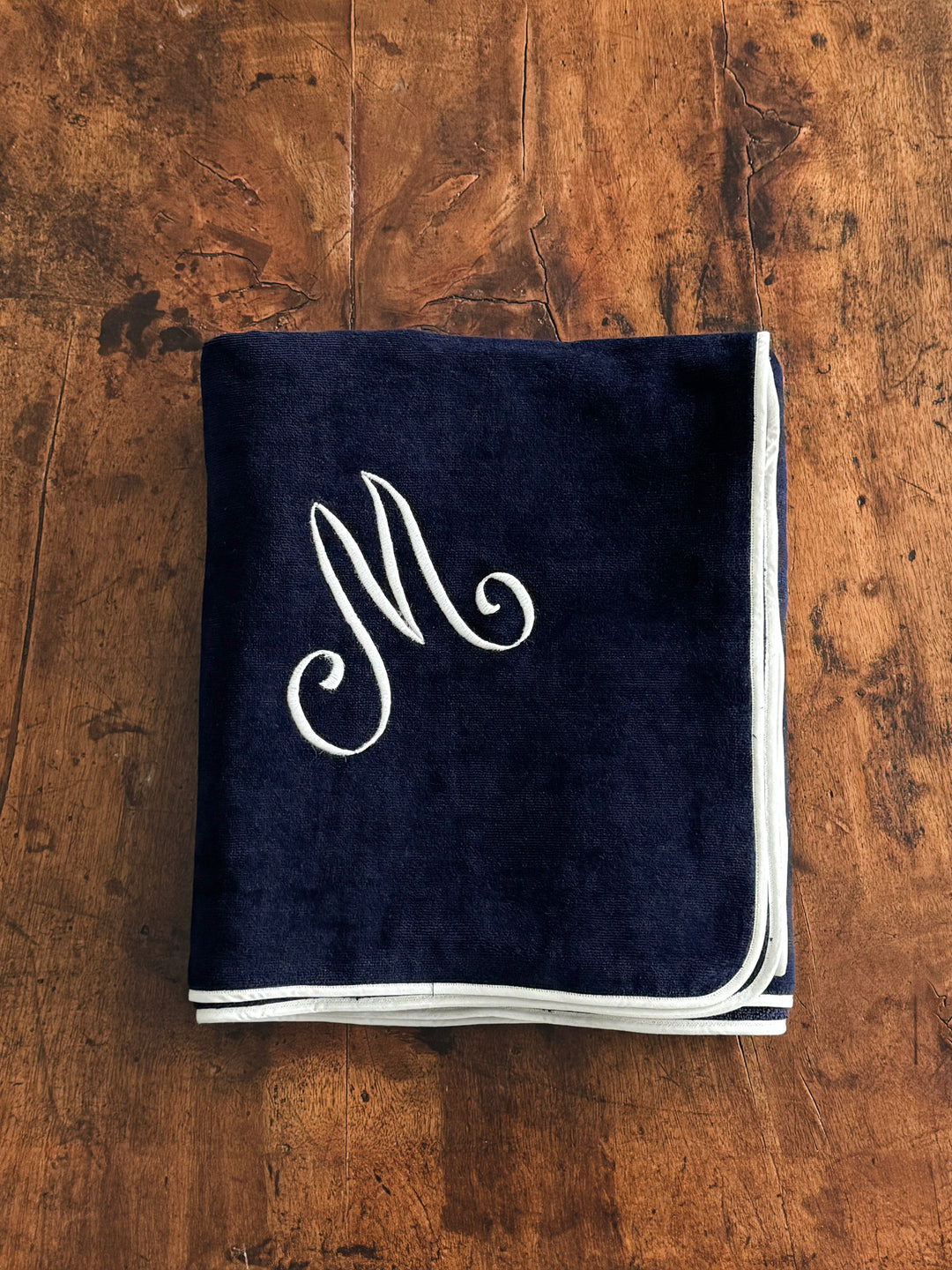 BATH SHEET - NAVY/WHITE
