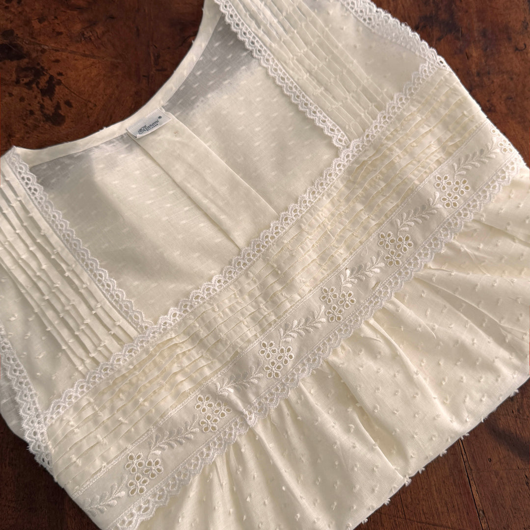 GAIA CAMICIA DA NOTTE PLUMETIS - CREMA