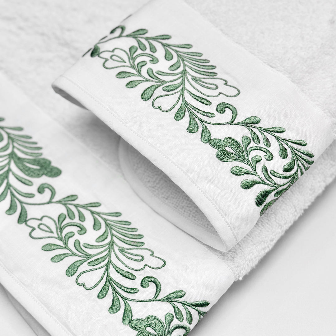 AREALE TOWEL SET - WHITE/GREEN