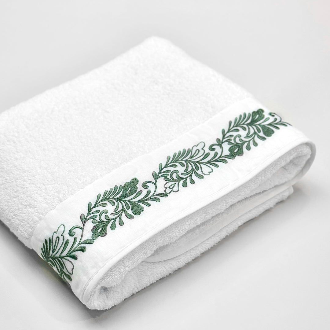 AREALE BATH SHEET - WHITE/GREEN