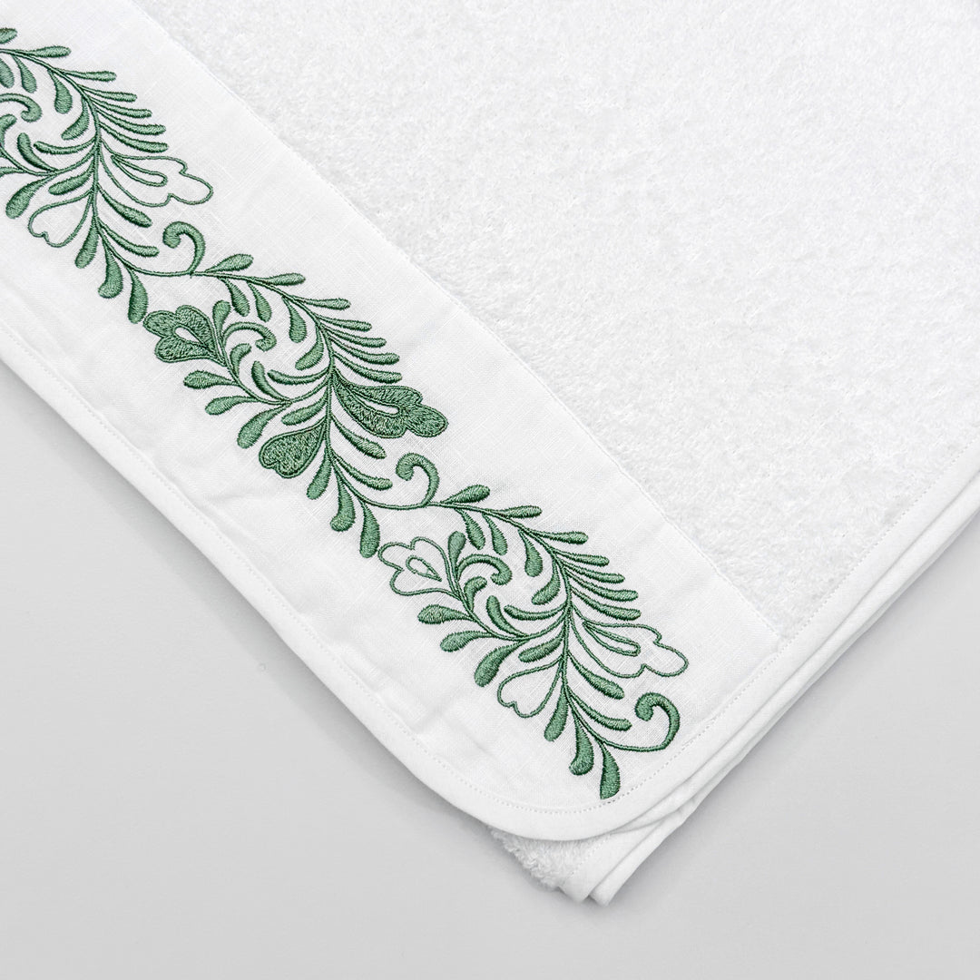 AREALE BATH SHEET - WHITE/GREEN