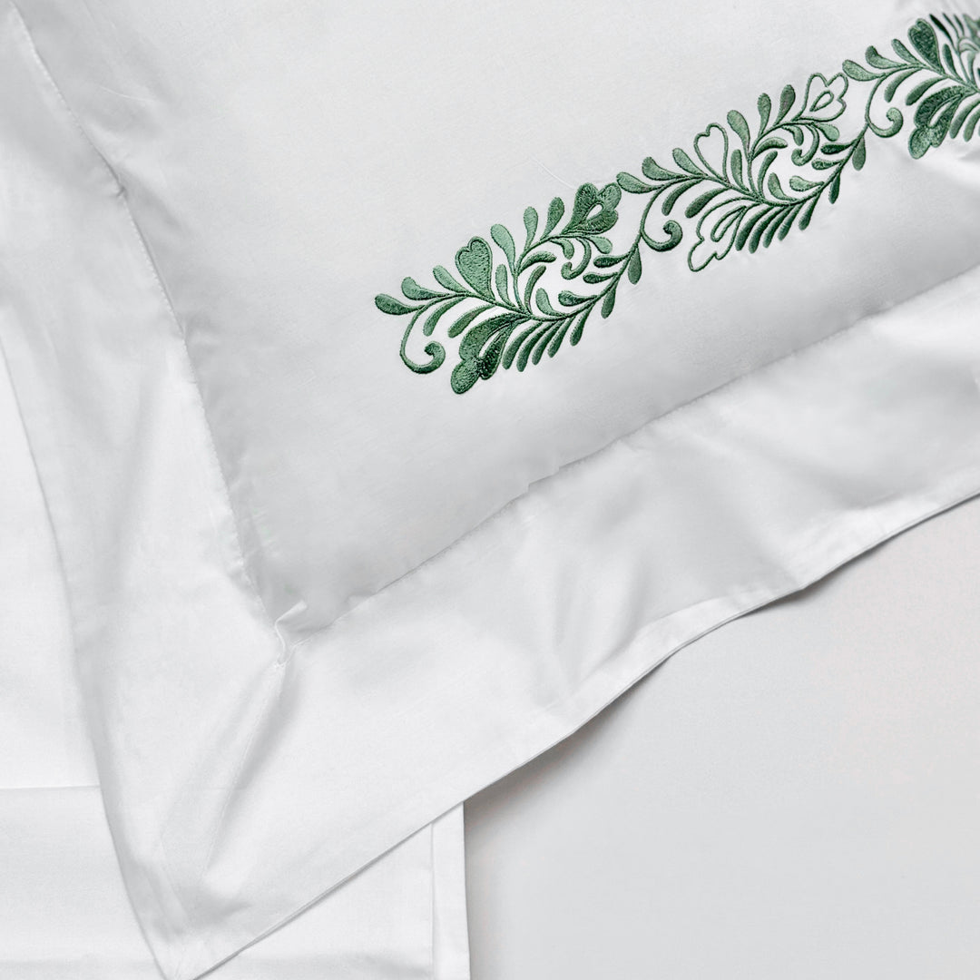 AREALE DUVET COVER SET - WHITE/GREEN