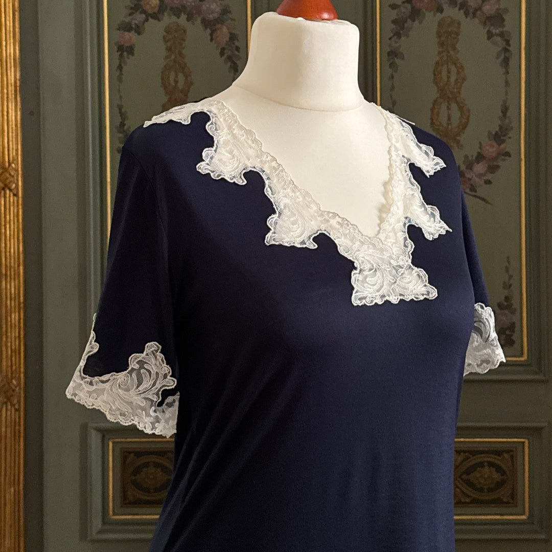 LALLA NIGHTGOWN SHORT SLEEVES - BLUE