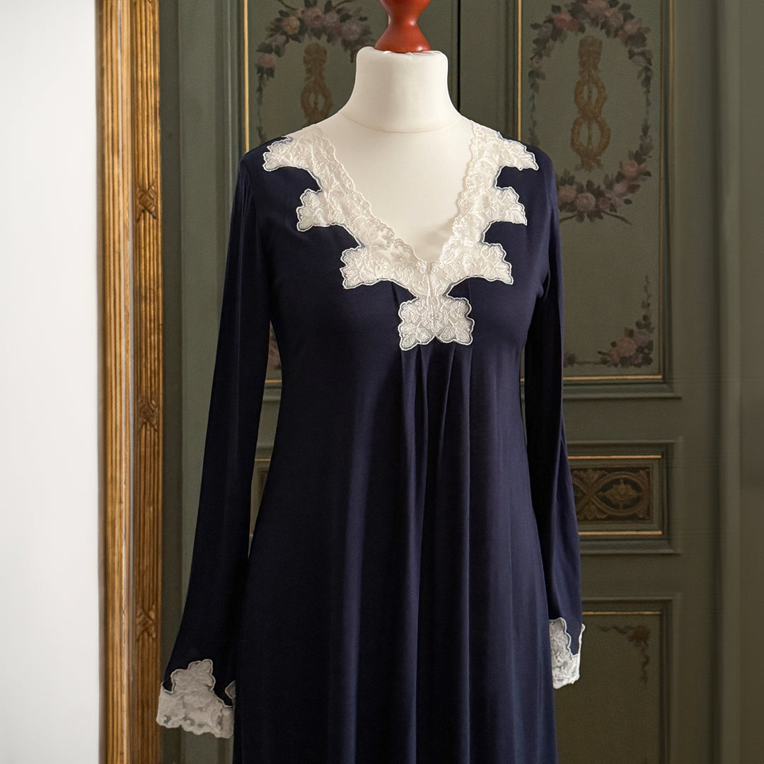 LALLA NIGHTGOWN LONG SLEEVES - BLUE