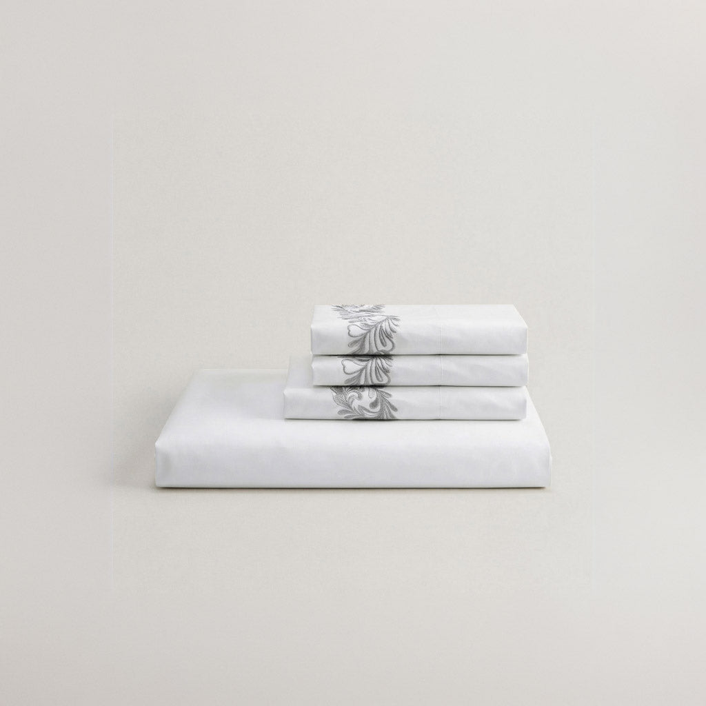 AREALE DUVET COVER SET - WHITE/GRAY