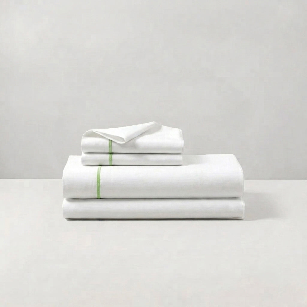 COMPLETO LENZUOLO CORDONETTO - BIANCO/VERDE