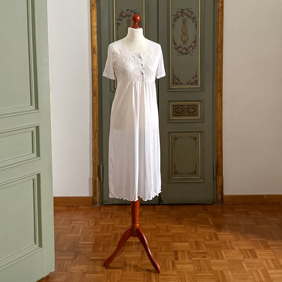 GEMMA NIGHTGOWN SHORT SLEEVES - WHITE