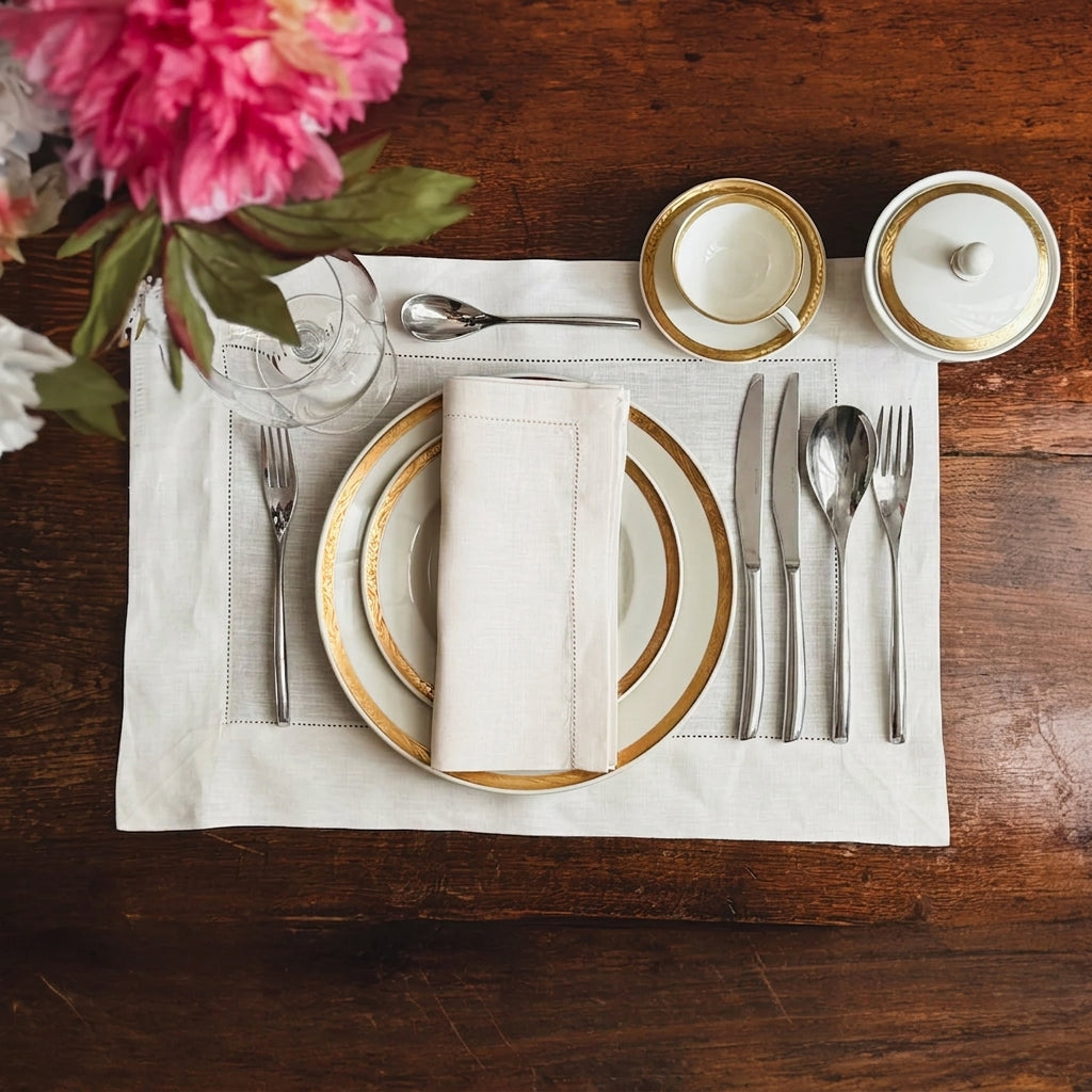 PLACEMAT SET CREAM- A JOUR