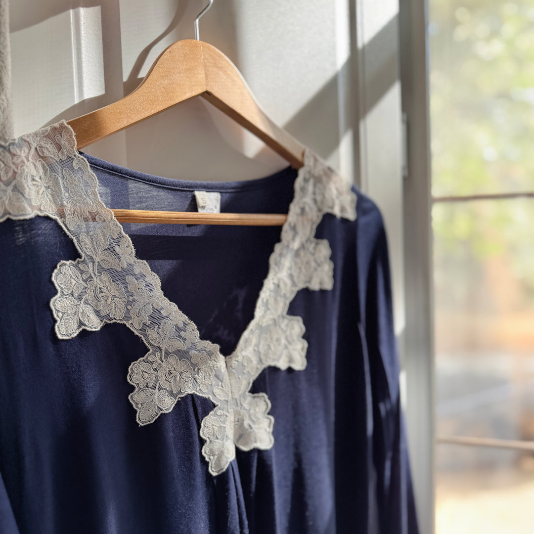LALLA NIGHTGOWN LONG SLEEVES - BLUE