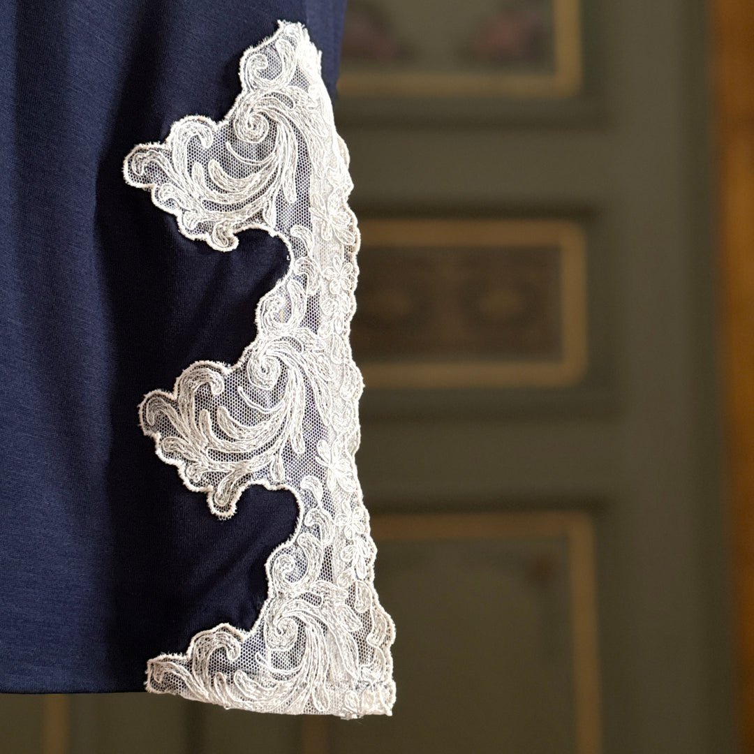 LALLA NIGHTGOWN SHORT SLEEVES - BLUE